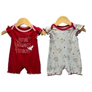 Carter's Cap Sleeve Harry Potter Theme 2-piece Romper Set - Red Grey - 0-3 mo